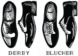 La diferencia principal contra el zapato prusiano, es que estos manejan ambas solapas cocidas por la parte delantera del zapato. Cuentan con 3 principales modelos: Derby o Blutcher, Cromwell y Grafton.

Derby o Blutcher, muy similar al Oxford sin embargo este es mas informal, se puede utilizar con traje.

Cromwell es la versión inglesa del semi-Brougue, su diferencia es la costura por fuera.

Grafton, viene siendo el zapato mas informal de todos los demás, este se sugiere que se utilice ya sea con pantalón de vestir o jean´s, y camisa. Nada formal pero casualmente bien visto.